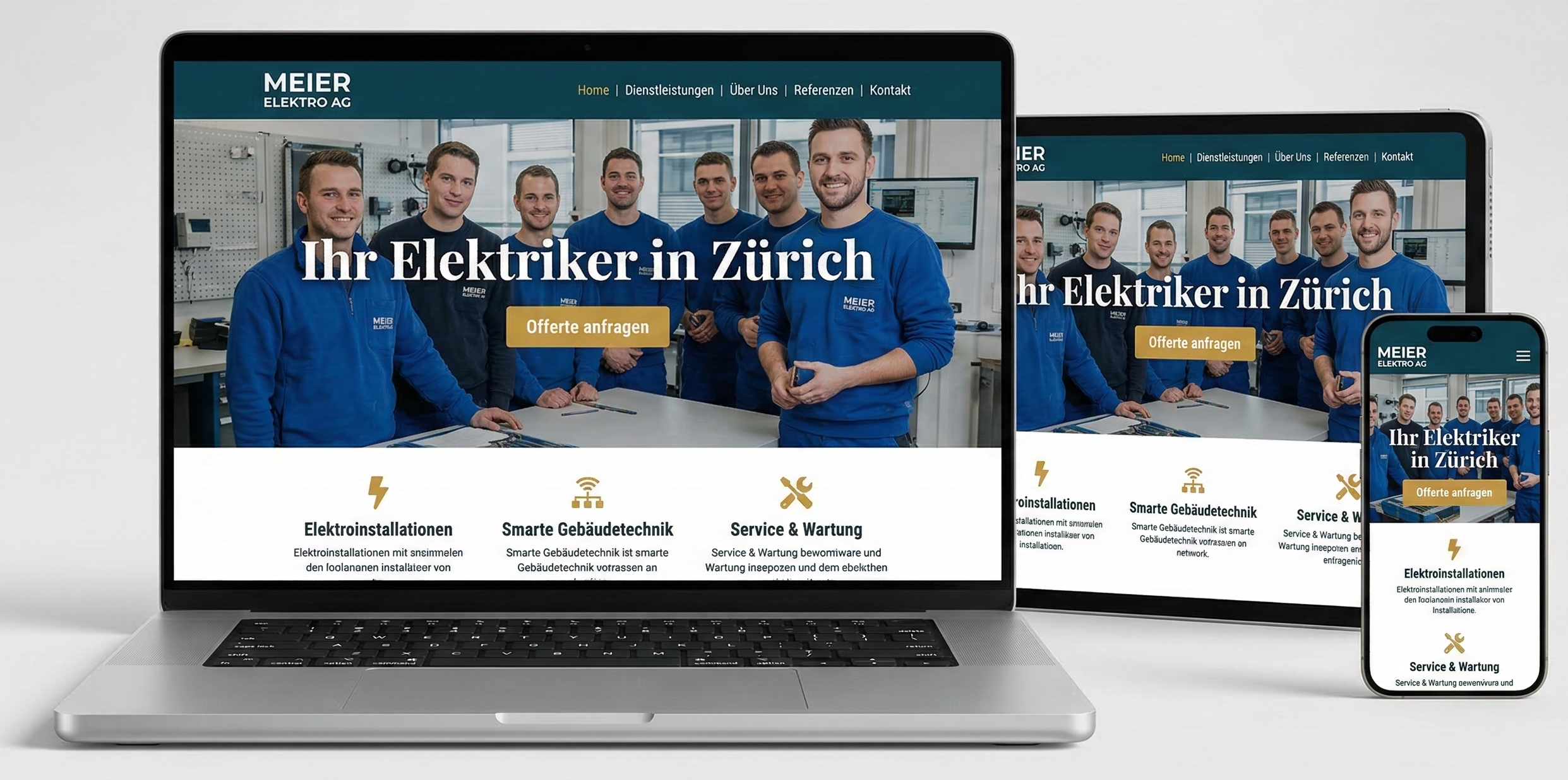 Professionelle Website auf verschiedenen Geräten